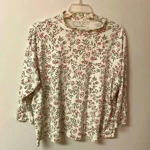 Woman Within Mock Turtleneck Holly Berry & Hunter Green 2X Pullover Blouse